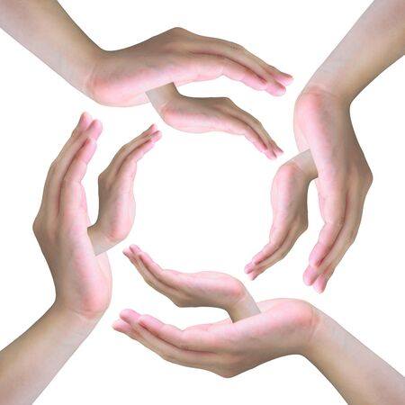 human hands making a circle with copy spaceの写真素材