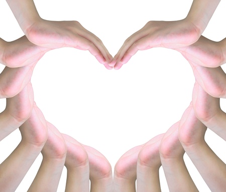 human hands making a symbol of love with copy spaceの写真素材