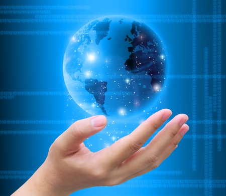 world and women hand holdingの写真素材