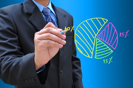 businessman hand drawing business graphの写真素材