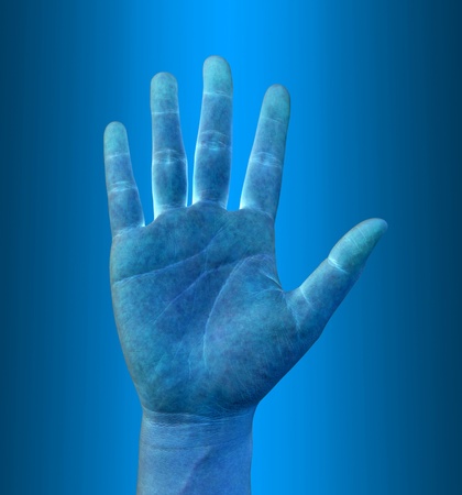 scanning of a hand on a touch screen interfaceの写真素材