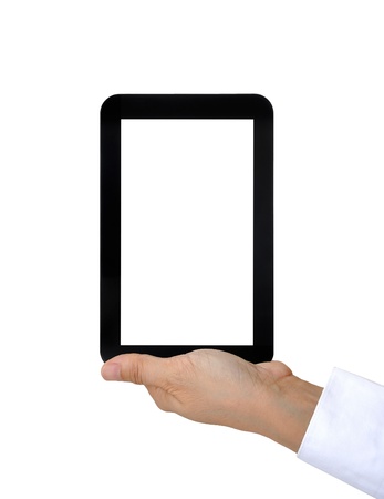 touch pad PC on women handの写真素材