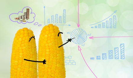couple corn drawing business graphの写真素材