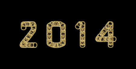 year 2014 from ring pull of cansの写真素材