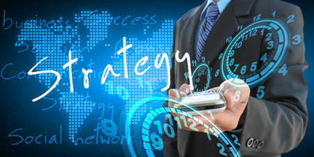 businessman hand holding strategyの写真素材