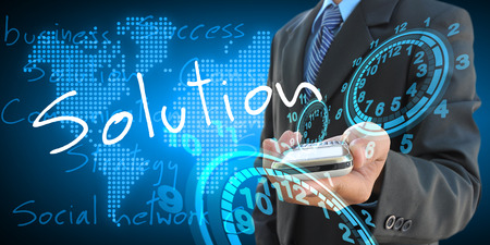 businessman hand holding solutionの写真素材
