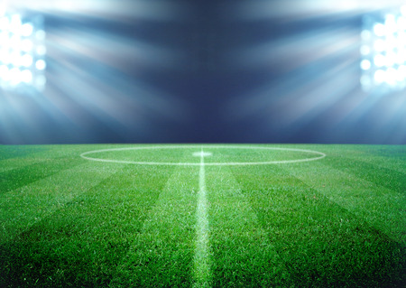 soccer field and the bright lightsの写真素材