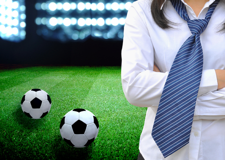 plan of soccer manager at soccer fieldの写真素材