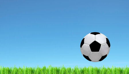soccer field and beautiful blue skyの写真素材