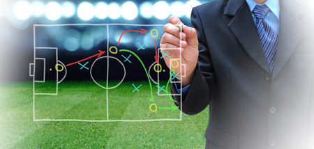 plan of soccer manager at soccer fieldの写真素材