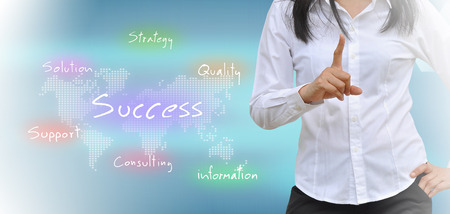 woman and business graph on a touch screen interfaceの写真素材