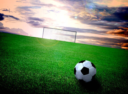 soccer field and skyの写真素材