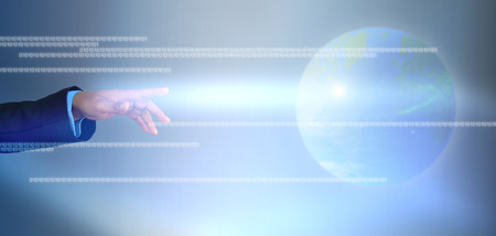 businessman hand holding a worldの写真素材