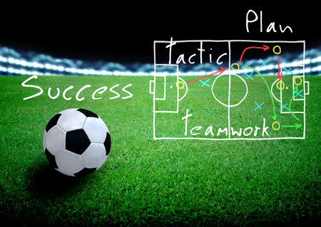 plan of soccer manager at soccer fieldの写真素材