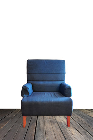 old single sofa seat on wood floor isolatedの写真素材