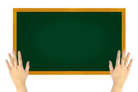 hand holding green blackboard isolated Premium PSDの写真素材