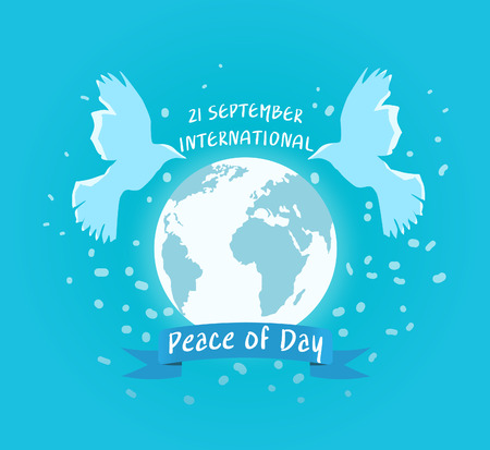 International Day of Peace blue cyan color tone vector illustrationのイラスト素材