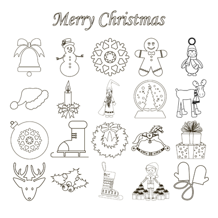 Christmas Icons Set on the white background. Vector illustration.のイラスト素材