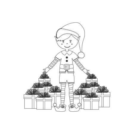 Santa Elf icon on the white background. Vector illustration.のイラスト素材