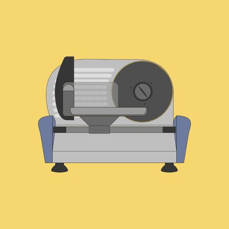 Kitchen Meat Slicer on the yellow background. Vector illustrationのイラスト素材