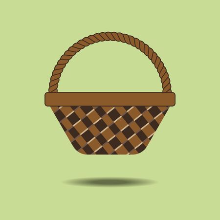 Wicker Basket Icon on the green background. illustrationのイラスト素材