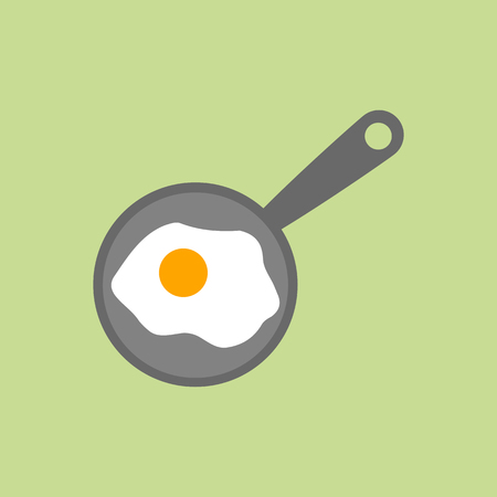 Fried egg on pan. Food. Breakfast. Vector illustrationのイラスト素材
