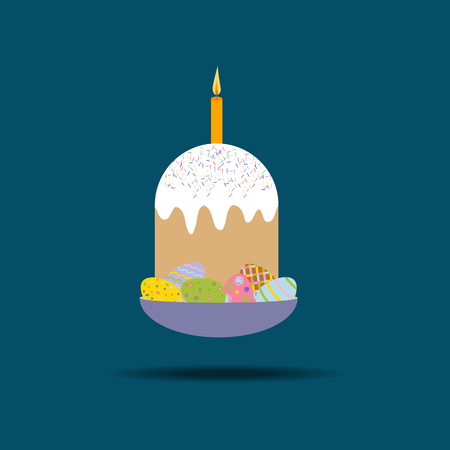 Easter Cake Icon on the blue background. Vector illustrationのイラスト素材