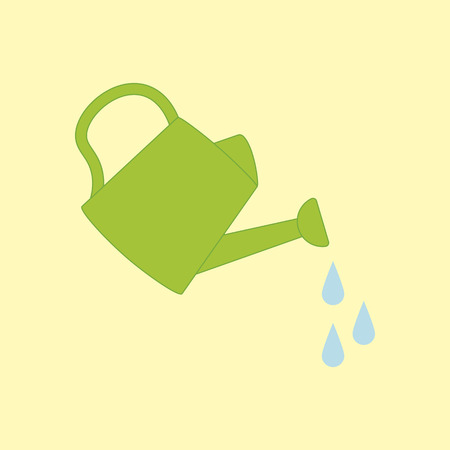 Watering Can Icon on the yellow background. Vector illustrationのイラスト素材