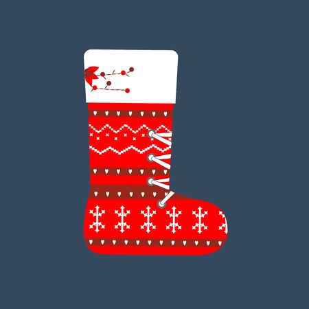 Christmas Stocking illustration on the blue background. Vector illustration.のイラスト素材