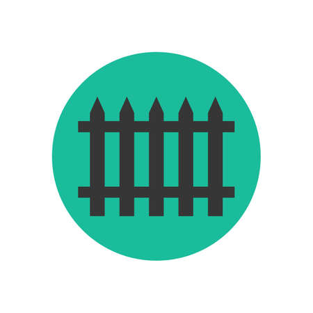Fence silhouette vector on a green background. Vector illustrationのイラスト素材