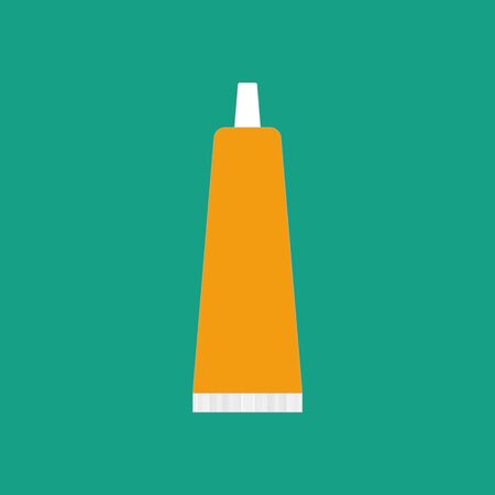 Toothpaste tube icon on a green background. Vector illustrationのイラスト素材