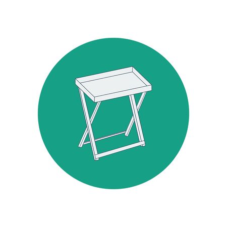 Serving table illustration on the green background. Vector illustrationのイラスト素材