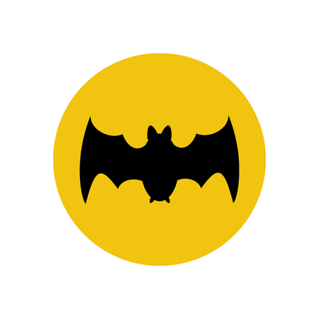 Bat illustration silhouette on the yellow background. Vector illustrationのイラスト素材