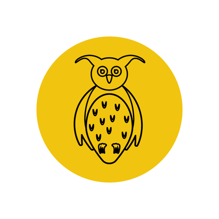 Owl silhouette illustration on the yellow background. Vector illustrationのイラスト素材