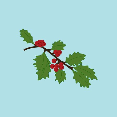Mistletoe branch illustration on the blue background. Vector illustrationのイラスト素材