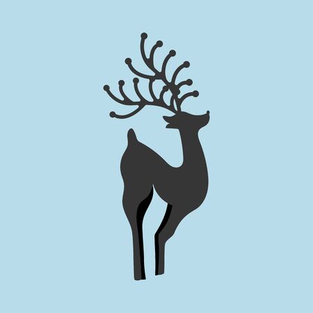 Deer silhouette on the blue background. Vector illustrationのイラスト素材