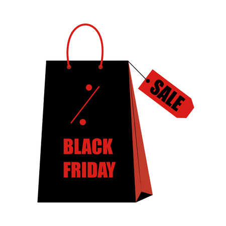 Black Friday Sale. Shopping bag on the white background. Vector illustrationのイラスト素材