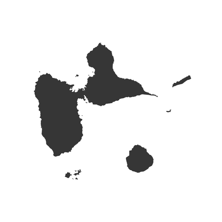 Guadeloupe map silhouette on the white background. Vector illustrationのイラスト素材