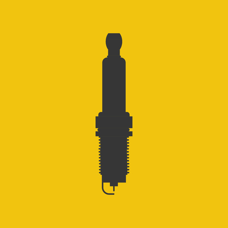 Spark plug silhouette on a yellow background. Vector illustrationのイラスト素材
