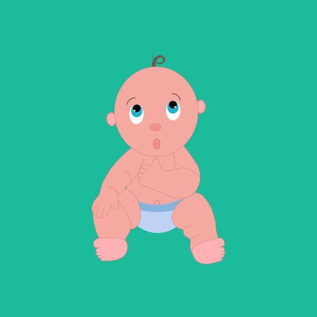 Baby boy illustration on the green background. Vector illustrationのイラスト素材