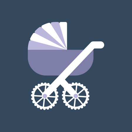 Baby carriage illustration on the blue background. Vector illustration
