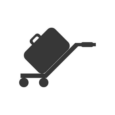 Luggage trolley silhouette on the white background. Vector illustrationのイラスト素材