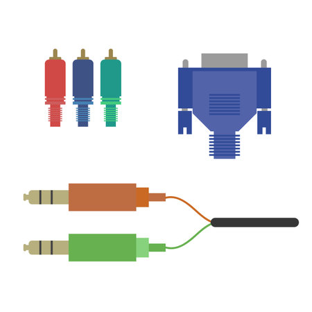 Aux vga component cable on the white background. Vector illustrationのイラスト素材