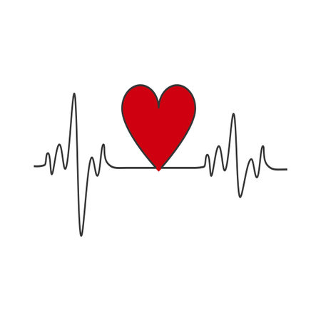 Heart beat on the white background. Vector illustration