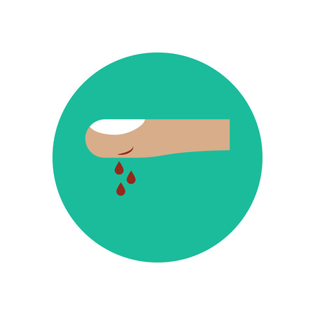 Wound on the finger on the green background. Vector illustrationのイラスト素材