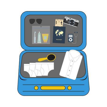 Suitcase for travel on the white background. Vector illustrationのイラスト素材