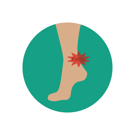 Ankle pain illustration on the green background. Vector llustrationのイラスト素材