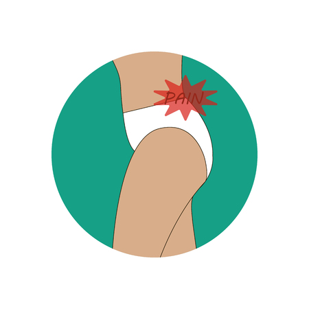 Back pain illustration on the green background. Vector llustrationのイラスト素材