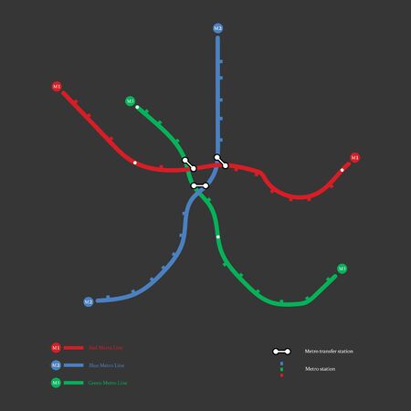 Metro map on the grey background. Vector llustrationのイラスト素材