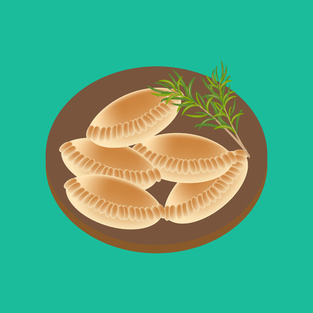 Empanadas food illustration. Argentina food. Vector illustrationのイラスト素材